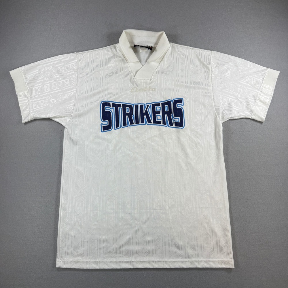 Vintage 90s Lotto Soccer Jersey Mens Large White Strikers Calcio Autentico